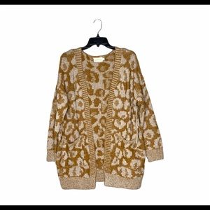 NWT Dreamers Animal Print Waffle Knit Cardigan S